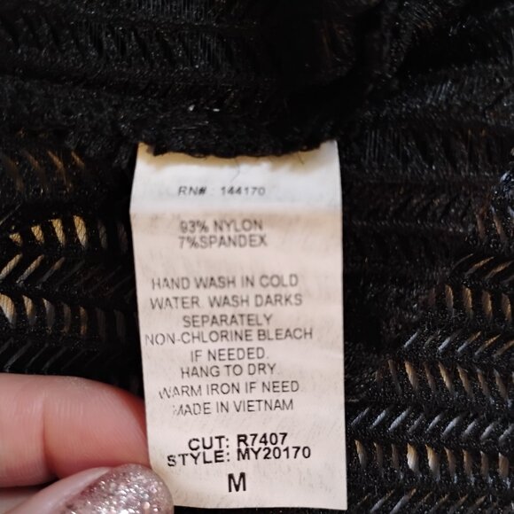 Agenda black open front sheer stretch mesh sweater light weight whimsigoth sz M - Picture 5 of 8